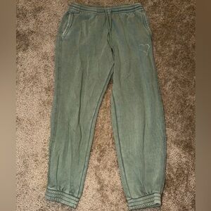 Aerie Sage Green Textured Joggers